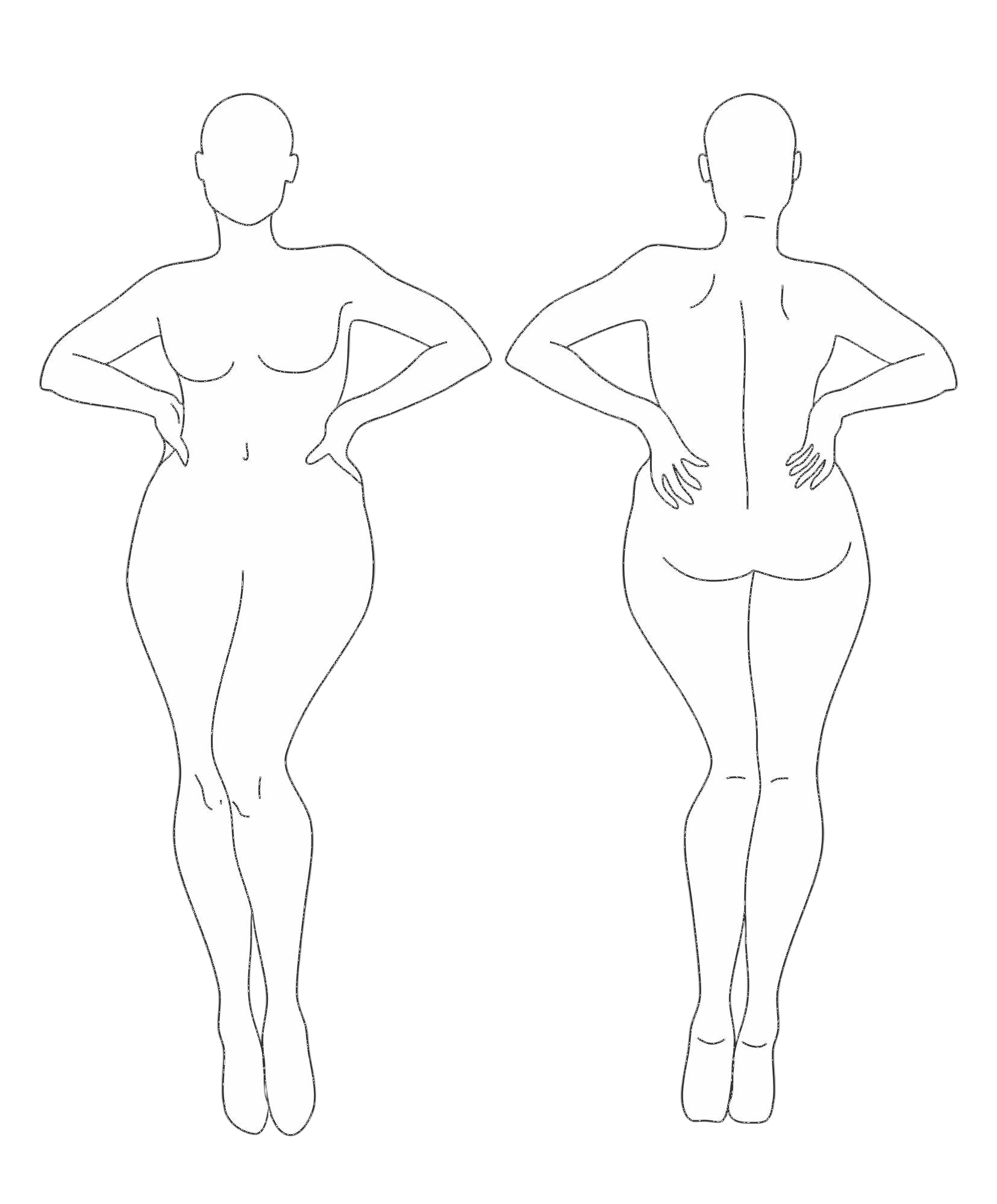 Body silhouette — front and back
